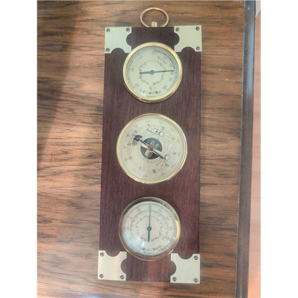 Wooden Weather Station with Barometer, Thermometer, Hygrometer