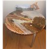 Image 1 : Hand-Painted Saw Blade Tabletop and Painted Hand Saw Decor