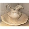Image 2 : Barnes Embossed Ceramic Wash Basin and Pitcher Set