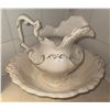 Image 3 : Barnes Embossed Ceramic Wash Basin and Pitcher Set