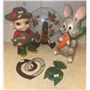 Image 1 : Ceramic Figures, Painted Glass Plate, and Stained Glass Art