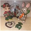 Image 2 : Ceramic Figures, Painted Glass Plate, and Stained Glass Art