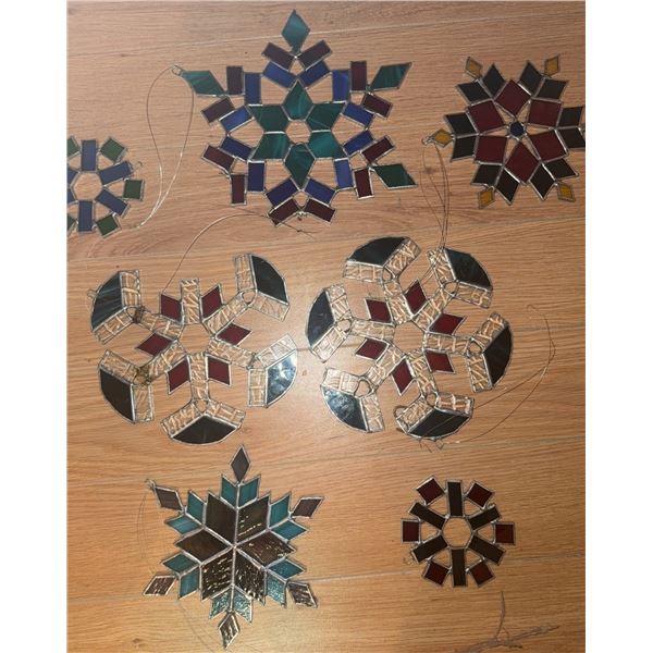 Stained Glass Snowflake Sun Catcher Lot