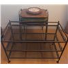 Image 1 : Metal Mesh 3-Tier Shelf, Nesting Tables, and Bird Wall Clock Assortment