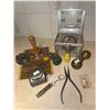 Image 1 : Lot: Hockey Puck, Stamps, Metal Pencil Sharpener, Assorted Curios