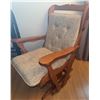 Image 2 : Wooden Rocking Armchair with Cushioned Seat and Slatted Side Table