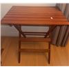 Image 3 : Wooden Rocking Armchair with Cushioned Seat and Slatted Side Table