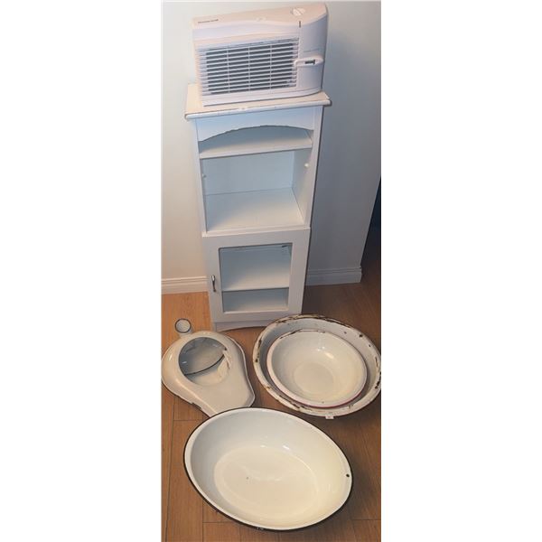 Honeywell Air Purifier, White Cabinet, and Enamel Basins Group