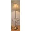 Image 2 : Brass Finish Floor Lamps with Glass Table and Fabric Shade