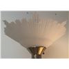 Image 4 : Brass Finish Floor Lamps with Glass Table and Fabric Shade