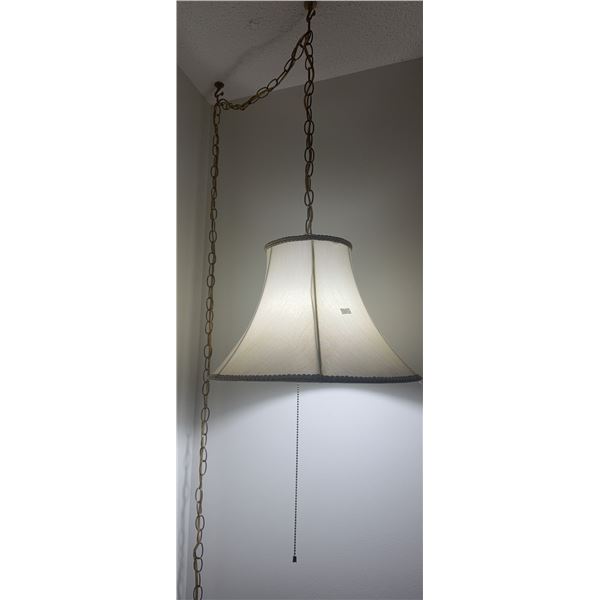 Hanging Ceiling Pendant Lamp with Fabric Shade and Pull Chain