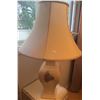 Image 1 : Ceramic Table Lamp with Cottage Scene and Fabric Shade