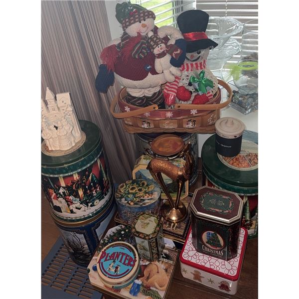 Christmas Décor and Holiday Tins Lot
