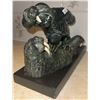 Image 4 : Soapstone Inuit Carving of Hunter and Walrus with Glass Flower Frog