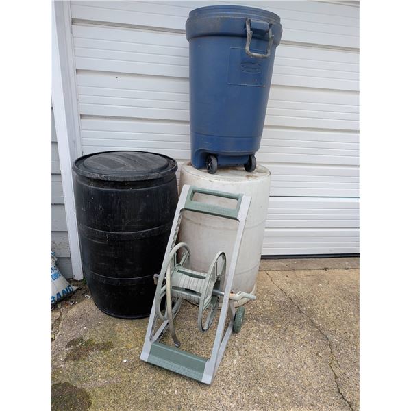 Utility Barrels with Hose Reel Cart