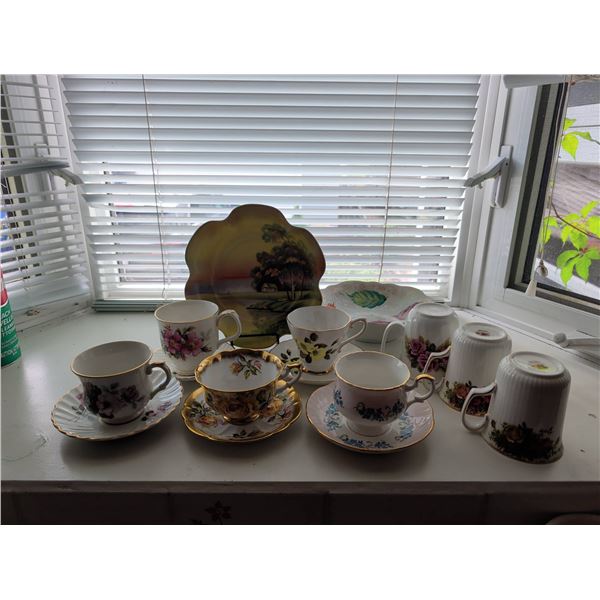 English Fine Bone China Teacup Sets and Decorative Plates