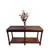 Image 1 : Rectangular Wooden Console Table with Glass Top and Lower Cane Shelf