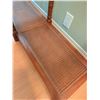 Image 4 : Rectangular Wooden Console Table with Glass Top and Lower Cane Shelf