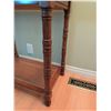 Image 5 : Rectangular Wooden Console Table with Glass Top and Lower Cane Shelf