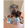 Image 2 : Garden Decor Lot with Wrought Iron Mosaic Stand and Gardening Books
