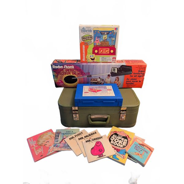 Lot: Vintage Books, Games, Radio Shack Metal Detector & Case