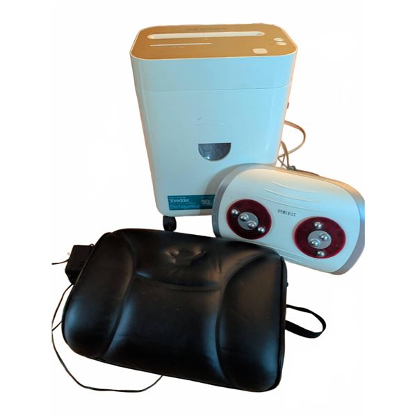 Paper Pusher Essentials: Royal Paper Shredder, HoMedics Massager, and Cushion