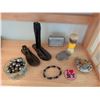 Image 2 : Collectibles Lot with Metal Shoe Forms and Accessories