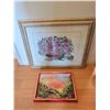 Image 2 : Two Framed Paintings: Bouquet by V. Osterman and Landscape by Bourget 1974