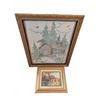 Image 1 : Framed Cabin Cross-Stitch and Framed Landscape Print