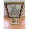 Image 2 : Framed Cabin Cross-Stitch and Framed Landscape Print