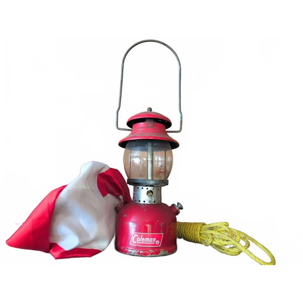 Coleman Red Lantern With Canadian Flag and Yellow Rope