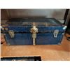 Image 3 : Union Trunk & Luggage Co. Blue Metal Trunk with Brass Hardware
