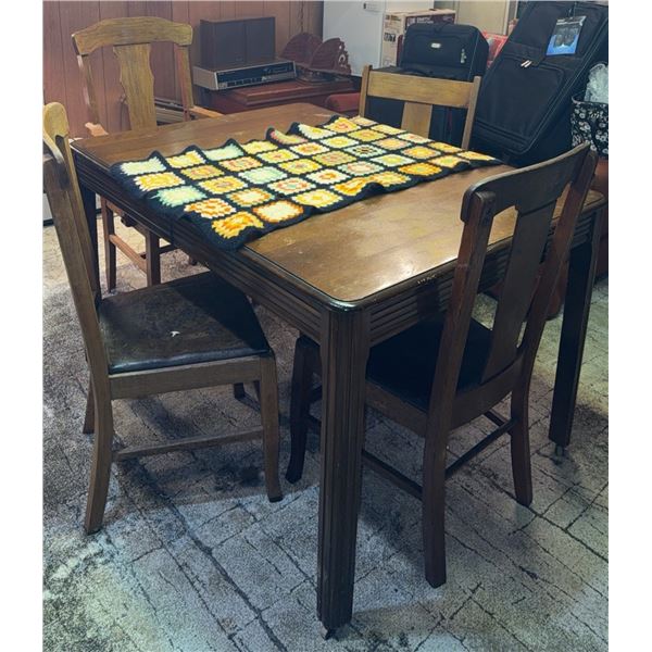 Wooden Dining Table with Five Assorted Chairs