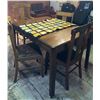 Image 1 : Wooden Dining Table with Five Assorted Chairs