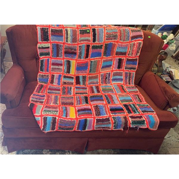 Two-Seater Red Tufted Upholstered Loveseat Sofa