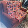 Image 2 : Two-Seater Red Tufted Upholstered Loveseat Sofa