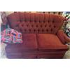 Image 3 : Two-Seater Red Tufted Upholstered Loveseat Sofa