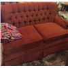 Image 4 : Two-Seater Red Tufted Upholstered Loveseat Sofa