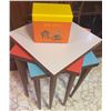 Image 2 : 3 Square Tapered Leg Tables and Metal Recipe Box