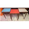 Image 4 : 3 Square Tapered Leg Tables and Metal Recipe Box