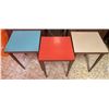 Image 6 : 3 Square Tapered Leg Tables and Metal Recipe Box