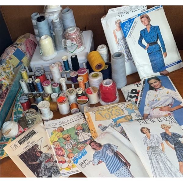 Sewing Patterns, Threads, Notions and Patchwork Quilt