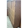 Image 5 : Oak Finish Sliding Door Storage Cabinets