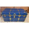 Image 1 : Large Blue Metal and Brass Trunk (Contents Not Included)