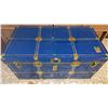 Image 2 : Large Blue Metal and Brass Trunk (Contents Not Included)