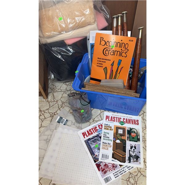 Craft and Hobby Lot With Canvas, Magazines, Ceramics Book