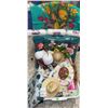 Image 1 : Craft Yarn Lot With Decor, Hats, and Doll Head