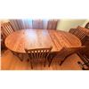 Image 2 : Oak Dining Table With 8 Upholstered Chairs