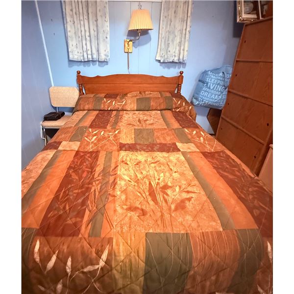 Bedroom Furniture Set With Bed, Dresser, Chair, and Wall Lamp