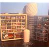 Image 1 : Sewing Notions Organizer Lots With Thread, Candle, Glasses
